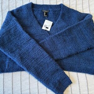 Forever 21 Navy blue crop knit long sleeve Size S